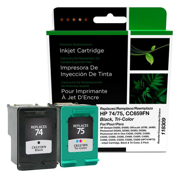 Black, Tri-Color Ink Cartridges for HP 74/75 (CC659FN)
