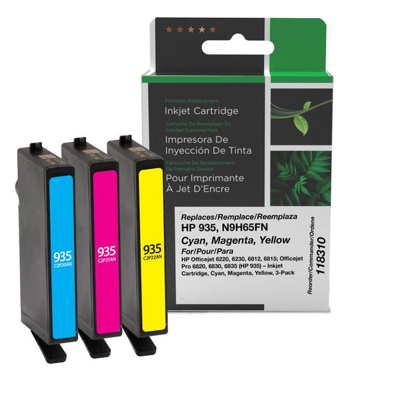 Cyan, Magenta, Yellow Ink Cartridges for HP 935 (N9H65FN) 3-Pack