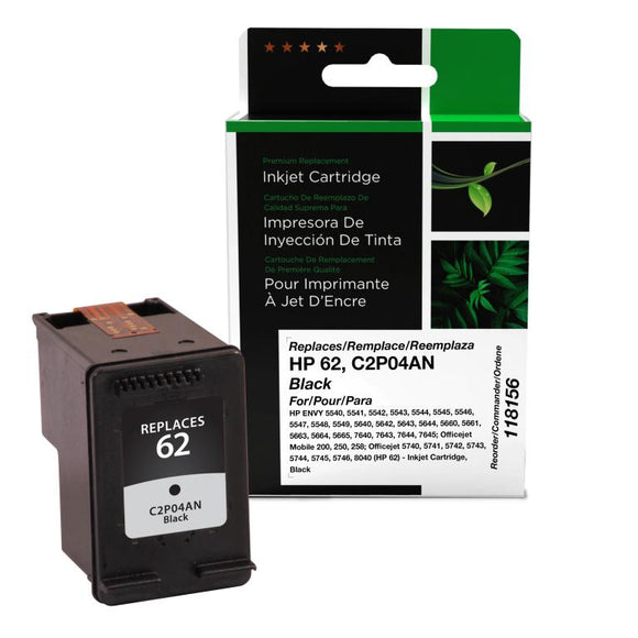 Black Ink Cartridge for HP 62 (C2P04AN)