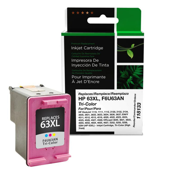 High Yield Tri-Color Ink Cartridge for HP 63XL (F6U63AN)