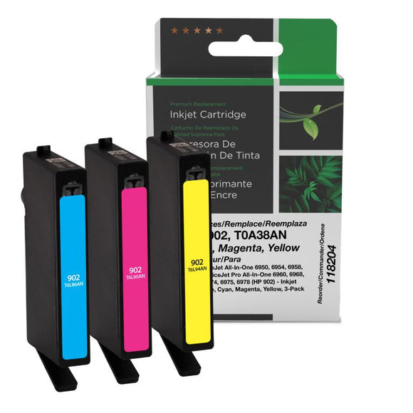 Cyan, Magenta, Yellow Ink Cartridges for HP 902 (T0A38AN) 3-Pack